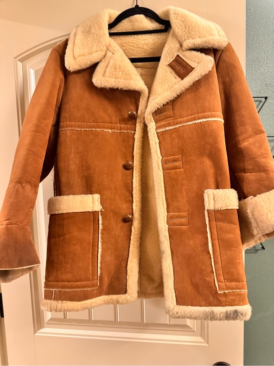 Sears Jackets & Blazers - Vintage 60/70’s Sears Tan Suede Shearling Coat with Cream Trim (see details)